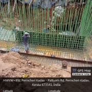 L/s d/s chainage 25to 49.8 m retaining wall stem reinforcement and shuttering work ongoing 